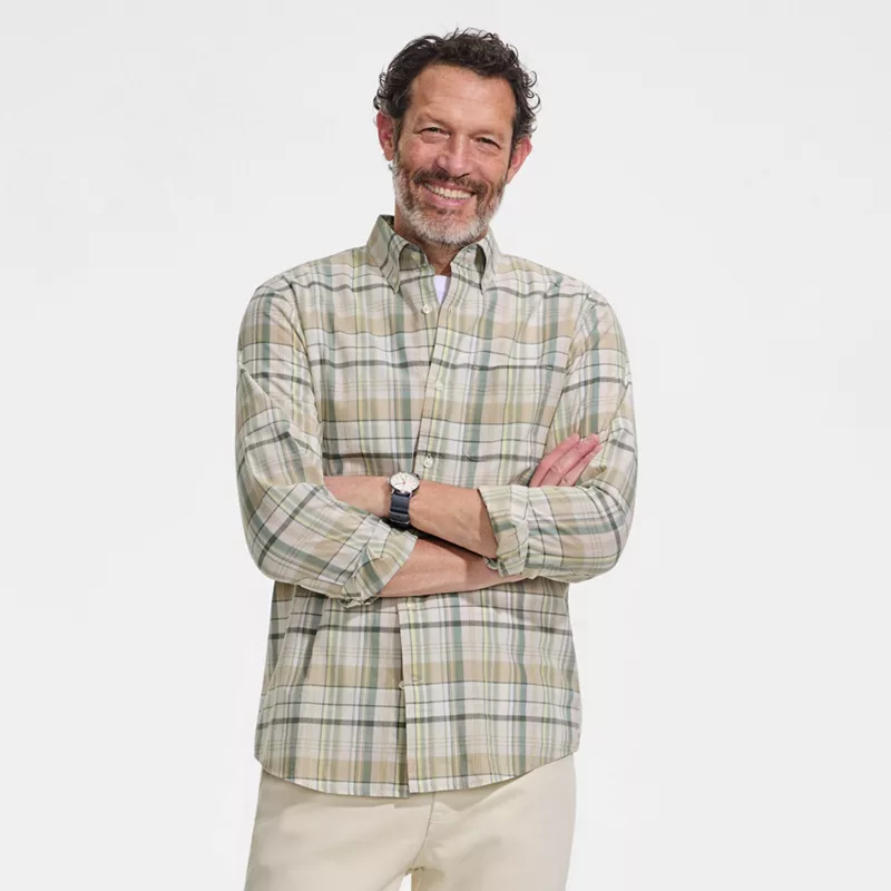 Men's Long Sleeve Madras Shirt, alternative image