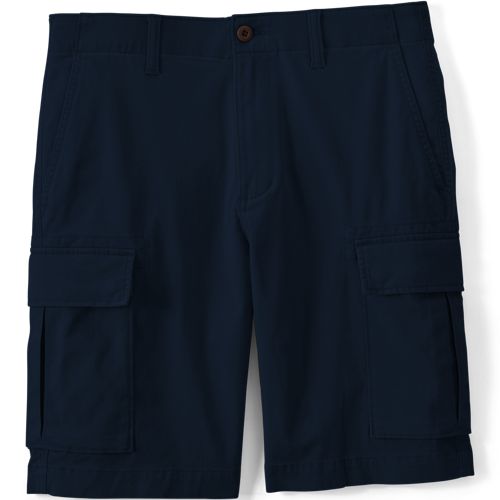 Classic Fit Stretch Cargo Shorts, Men, size: 32, regular, Blue, Spandex/Cotton-blend, by Lands' End