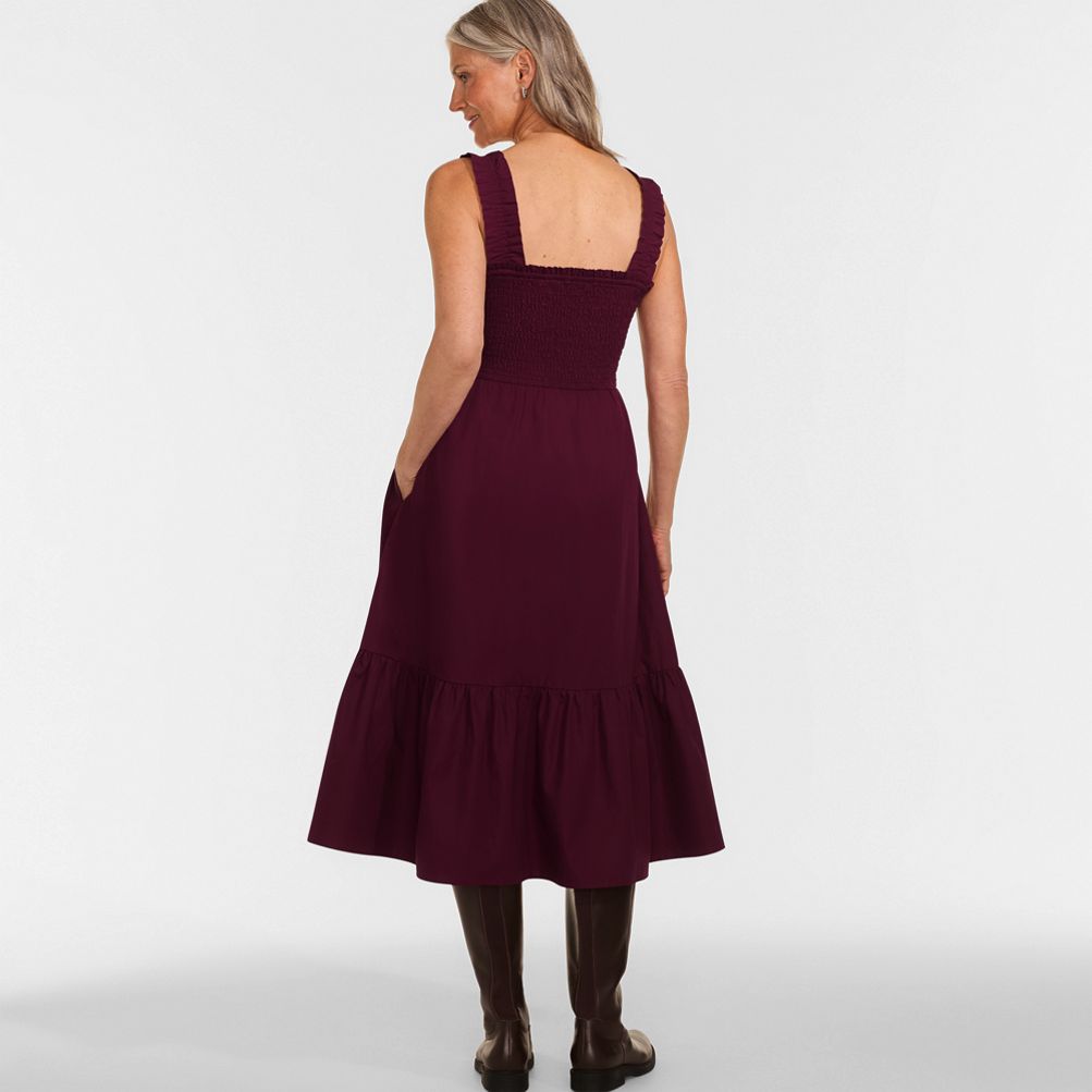 Women's Cotton Poplin Ruffle Smocked Dress | Lands' End