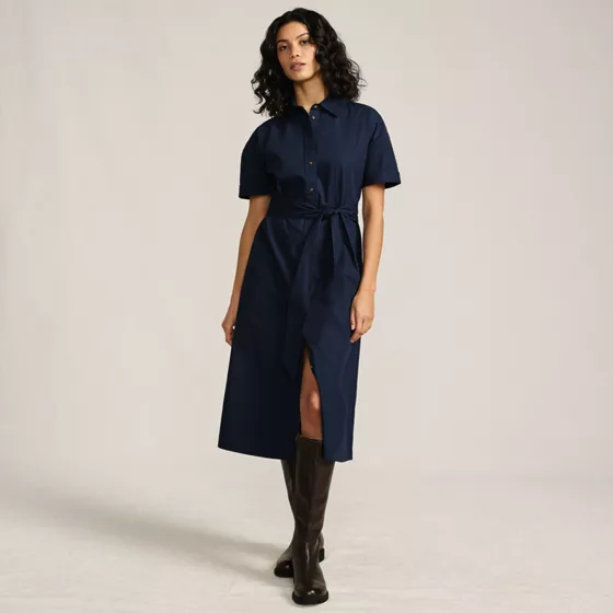 Women's Cotton Poplin Button Front Dress - primary