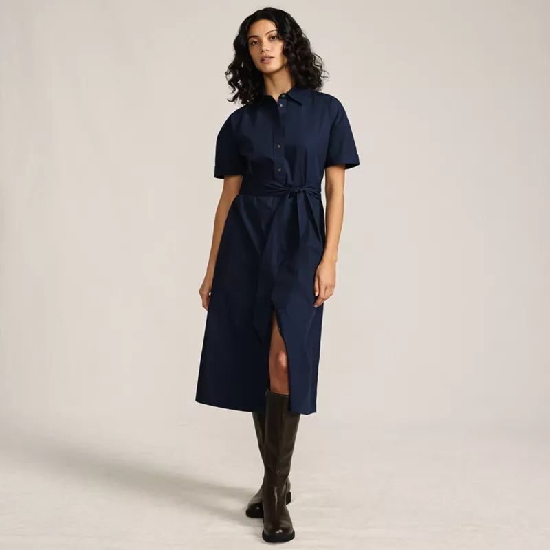 Women's Cotton Poplin Button Front Dress, alternative image