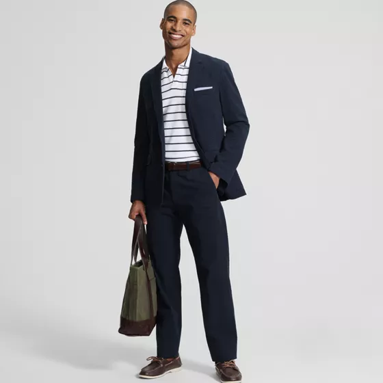Men's Classic Fit Seersucker Polished Trouser - primary