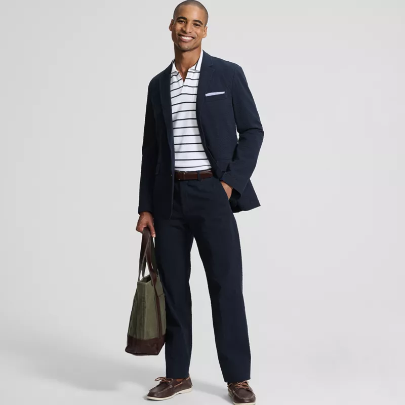 Men's Classic Fit Seersucker Polished Trouser, alternative image