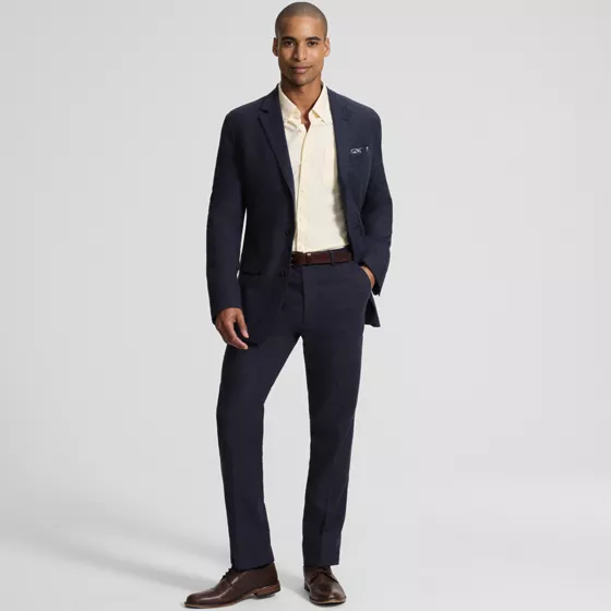 Men's Classic Fit Linen Blend Polished Trouser - primary