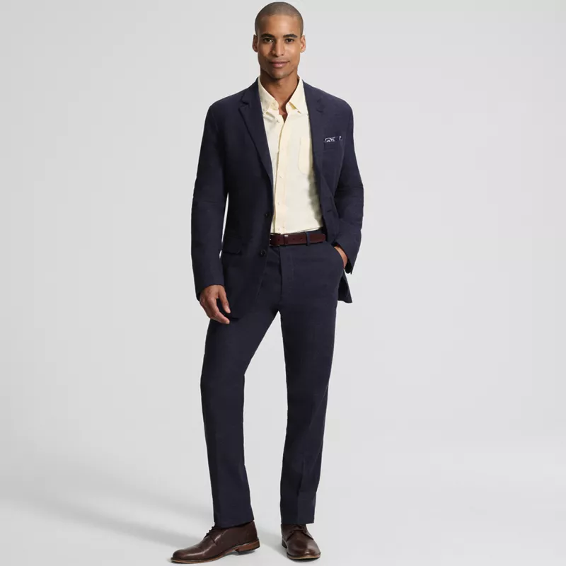 Men's Classic Fit Linen Blend Polished Trouser, alternative image