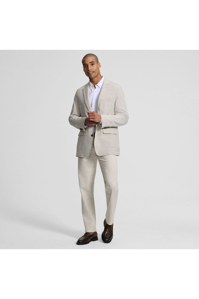 Men's Classic Fit Seersucker Blazer - Lands' End - Tan - 36R
