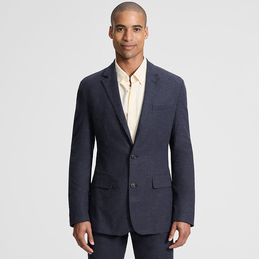 Soft Ease Classic Fit Linen Blend Blazer, Men, size: 46R, regular, Blue, Linen/Cotton-blend/Rayon-blend, by Lands' End