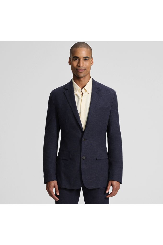 Men's Classic Fit Linen Blend Blazer - Lands' End - Blue - 40L
