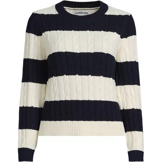 Women's Plus Size Drifter Classic Cable Crew Neck Sweater - primary