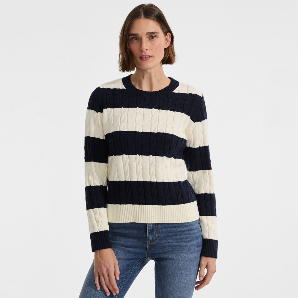トップス ENDS AND MEANS / Crew Neck Knit Women's Drifter Classic Cable Crew Neck Sweater | Lands' End