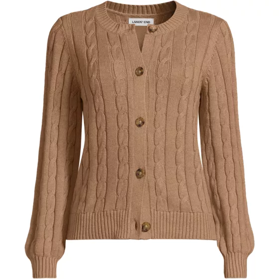 Women's Plus Size Drifter Classic Cable Crew Neck Cardigan Sweater - primary