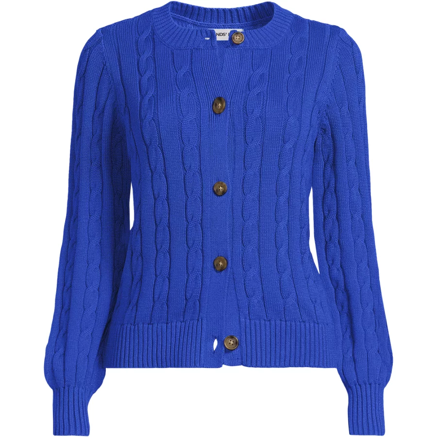 Women's Drifter Classic Cable Crew Neck Cardigan Sweater view 3