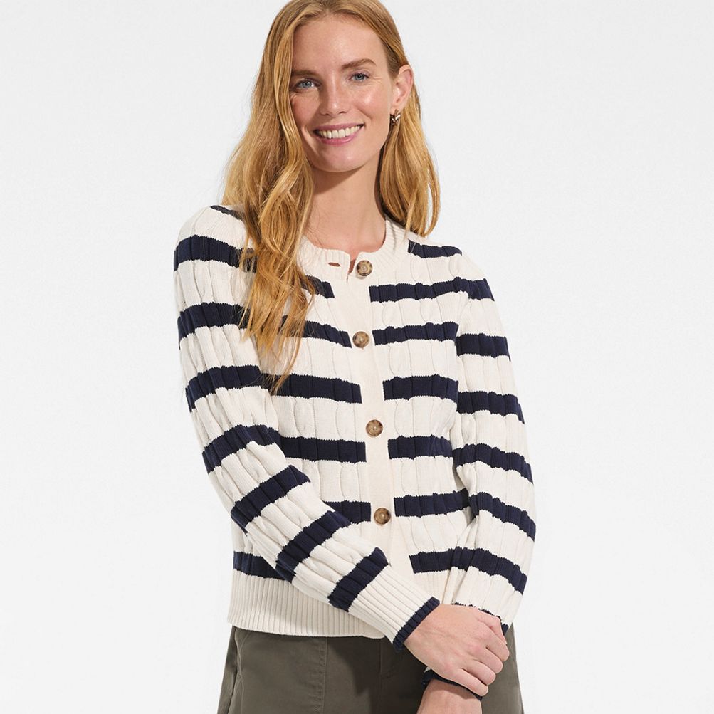 Women's Drifter Classic Cable Crew Neck Cardigan Sweater | Lands' End