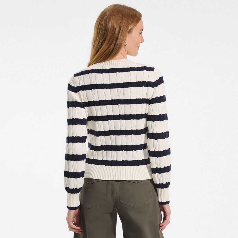 Women's Drifter Classic Cable Crew Neck Cardigan Sweater | Lands' End