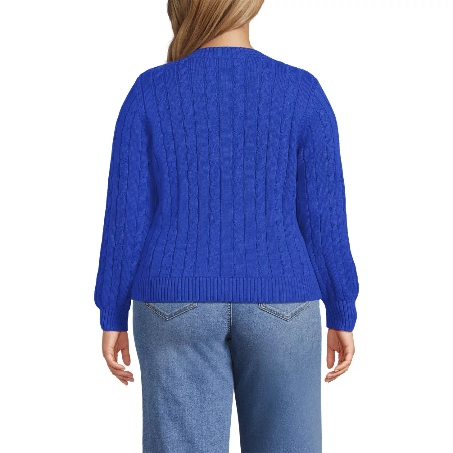Women's Drifter Classic Cable Crew Neck Cardigan Sweater view 4