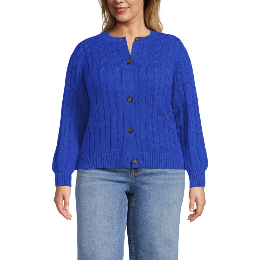 Women's Drifter Classic Cable Crew Neck Cardigan Sweater view 5