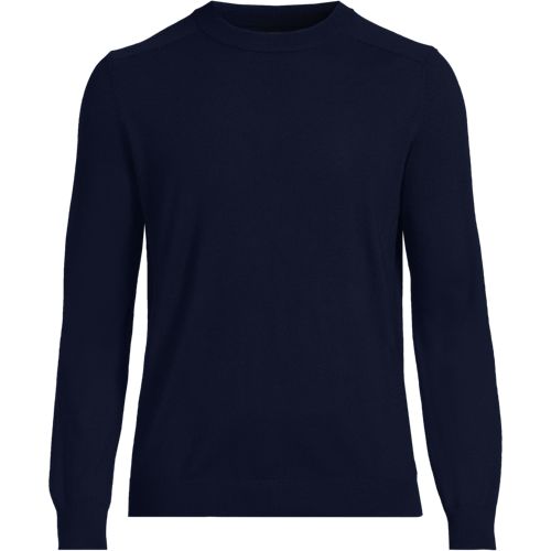 Pure Merino Wool Crew Neck Jumper, Men, size: XXL, regular, Blue, Wool, by Lands' End