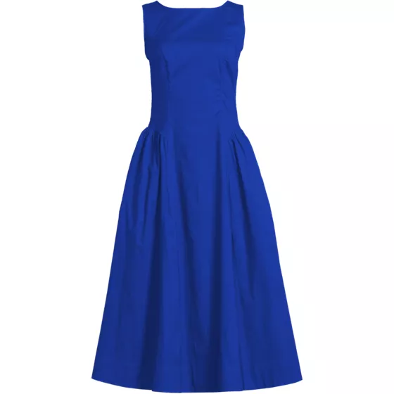 Women's Poplin Boatneck Midi Dress - primary