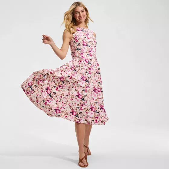 Women's Poplin Boatneck Midi Dress - primary