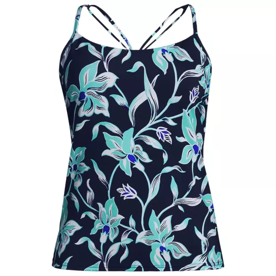 Women's Tugless QuickDry Adjustable Strappy Back Tankini Top - primary