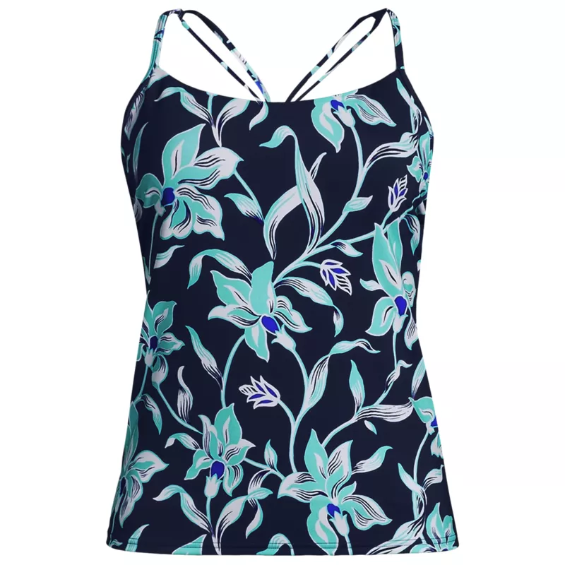 Women's Tugless QuickDry Adjustable Strappy Back Tankini Top , Front