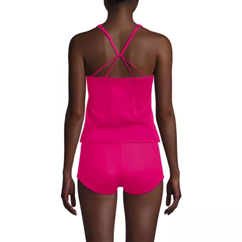 Women's Tugless High Neck Strappy Back Tankini Top, Back