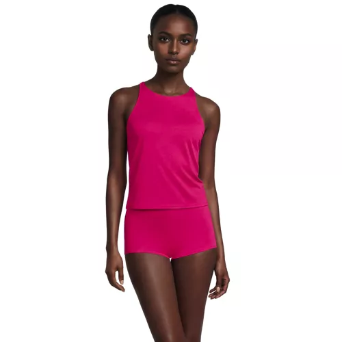 Women's Tugless High Neck Strappy Back Tankini Top, Front