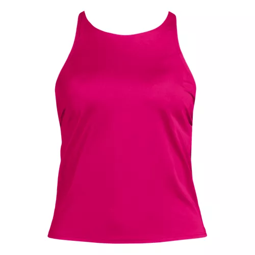 Women's Tugless High Neck Strappy Back Tankini Top, Front