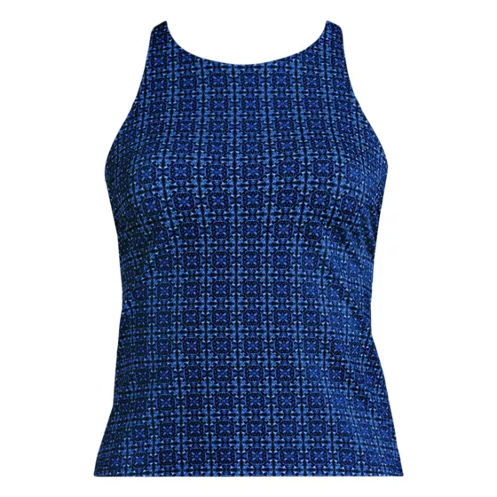 Women's Plus Size Tugless High Neck Strappy Back Tankini Top - primary