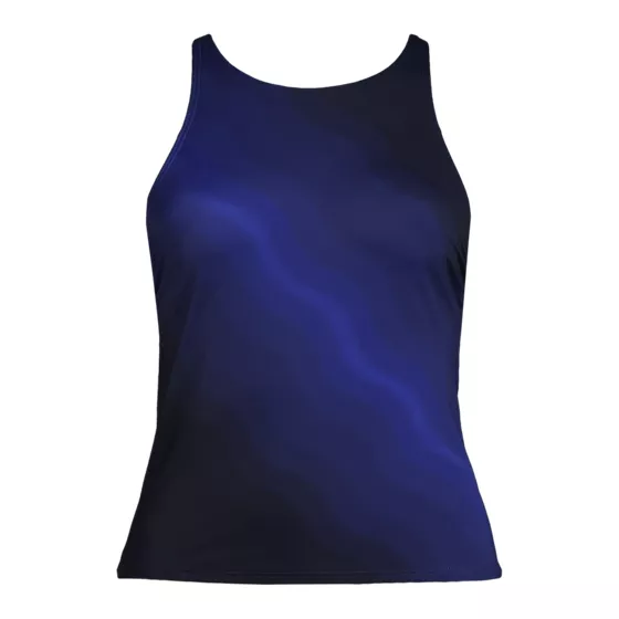 Women's Petite Tugless High Neck Strappy Back Tankini Top - primary