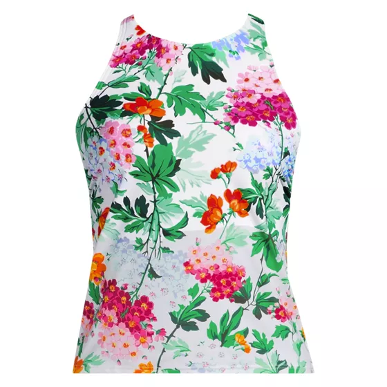 Women's Mastectomy Tugless High Neck Strappy Back Tankini Top - primary