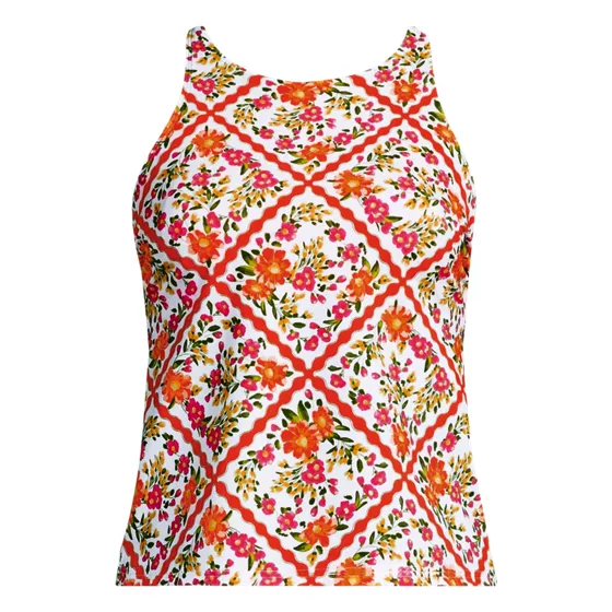 Women's Plus Size Tugless High Neck Strappy Back Tankini Top - primary