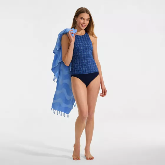 Women's Tugless High Neck Strappy Back Tankini Top - primary