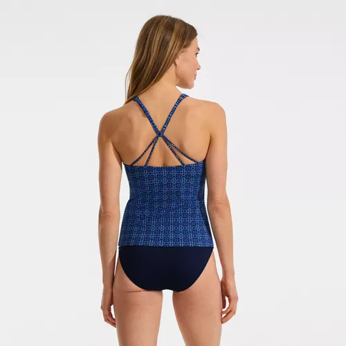 Women's Tugless High Neck Strappy Back Tankini Top, Back