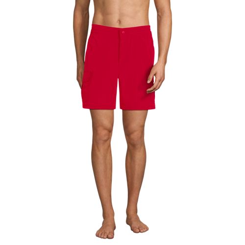  Lands' End Schnelltrocknende Upf 50 Cargo-badeshorts, 18 Cm, Herren, Größe:44-46 Regular, Rot, Elasthan/polyester-mischung, By Lands' End 