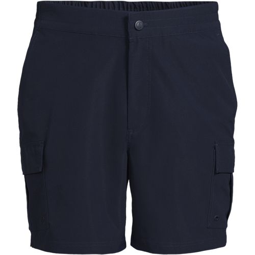  Lands' End Schnelltrocknende Upf 50 Cargo-badeshorts, 18 Cm, Herren, Größe:44-46 Regular, Blau, Elasthan/polyester-mischung, By Lands' End 