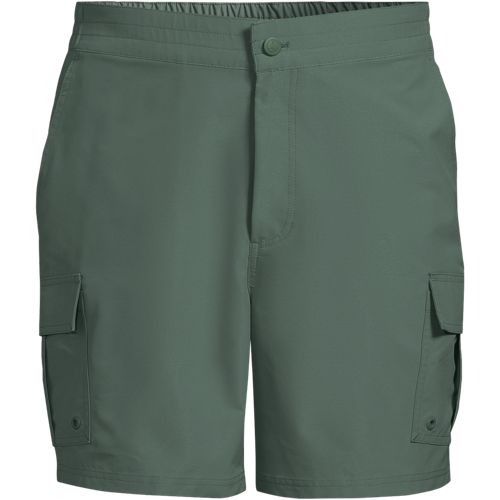  Lands' End Schnelltrocknende Upf 50 Cargo-badeshorts, 18 Cm, Herren, Größe:44-46 Regular, Grün, Elasthan/polyester-mischung, By Lands' End 