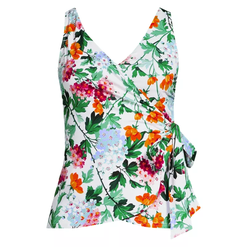 Women's Plus Size Side Tie Tankini Top, Front