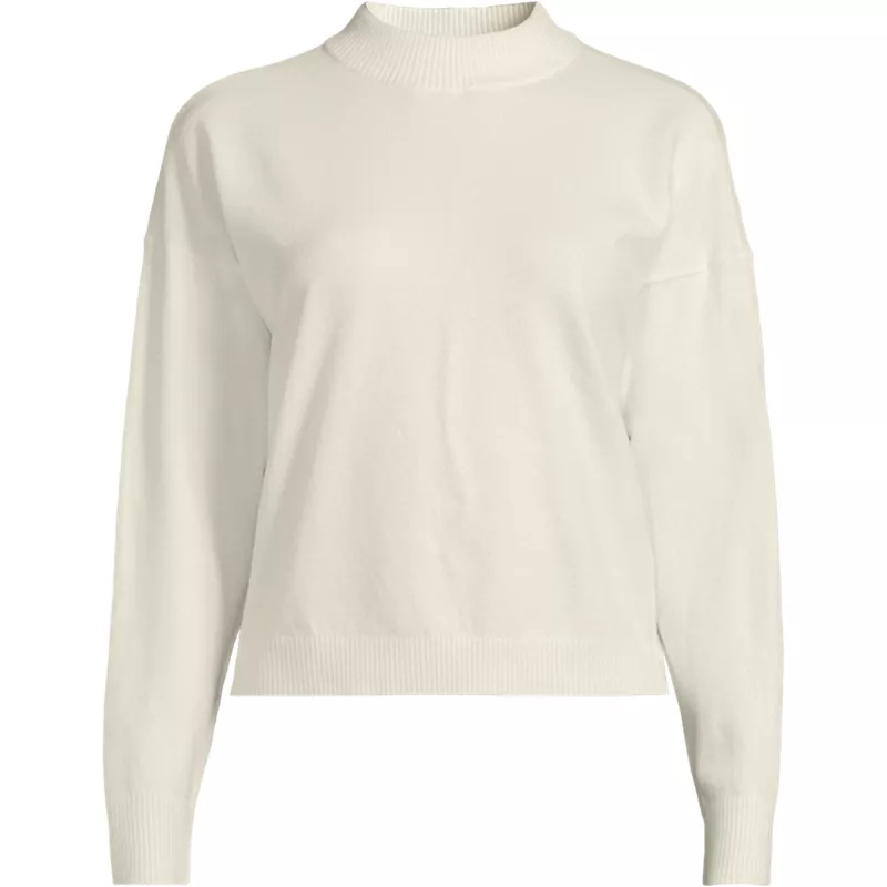 Women's CashTouch Drop Shoulder Mock Neck Sweater, Front