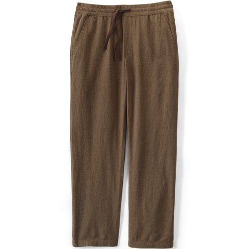 Soft Ease Linen Blend Deck Trousers, Classic Fit, Men, size: L, regular, Brown, Linen/Cotton-blend, by Lands' End