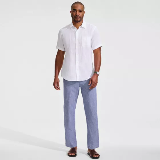 Men's Linen Blend Pull On Deck Pant - primary