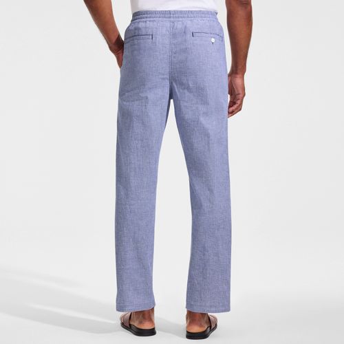  Lands' End Soft Ease Classic Fit Schlupfbund-hose Aus Leinenmix, Herren, Größe:48-50 Regular, Blau, Leinen/baumwoll-mischung, By Lands' End 