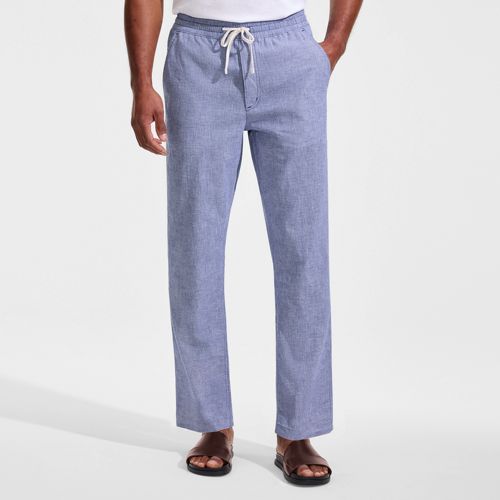  Lands' End Soft Ease Classic Fit Schlupfbund-hose Aus Leinenmix, Herren, Größe:48-50 Regular, Blau, Leinen/baumwoll-mischung, By Lands' End 