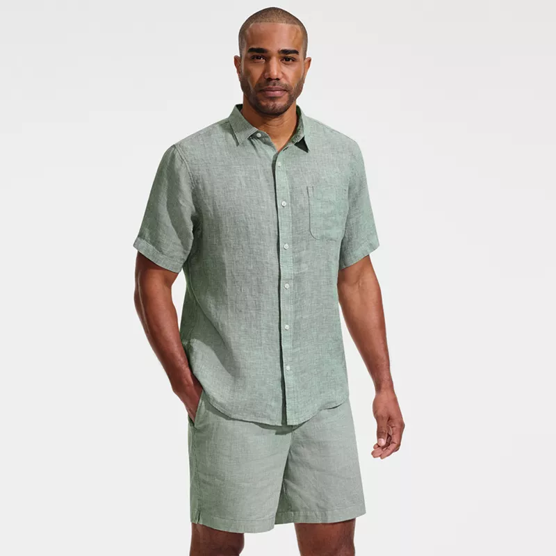 Men's 7" Linen Blend Pull On Deck Short, alternative image
