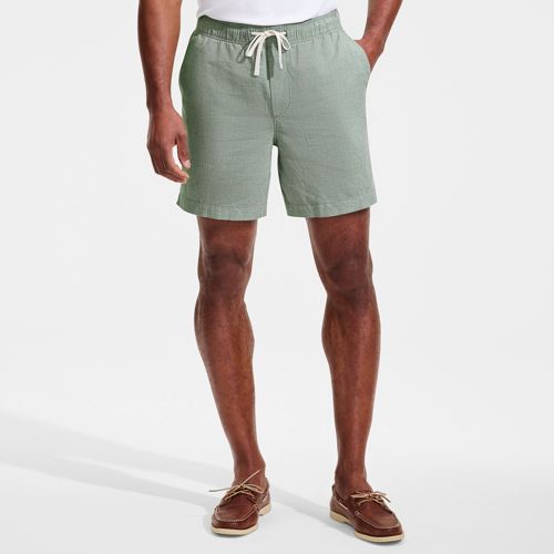  Lands' End Soft Ease Shorts Mit Dehnbund Aus Leinenmix, 18 Cm, Herren, Größe:44-46 Regular, Grün, Leinen/baumwoll-mischung, By Lands' End 