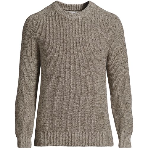 Marled Crew Neck Drifter Jumper, Men, size: M, regular, Brown, Cotton, by Lands' End