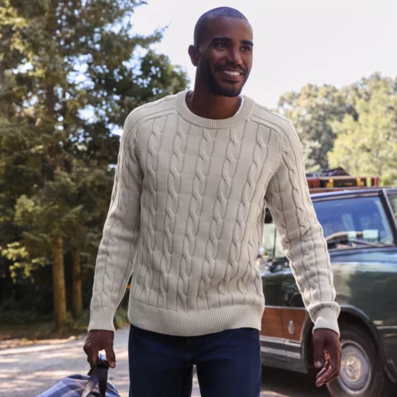 Men's Long Sleeve Drifter Cable Crewneck Sweater - primary
