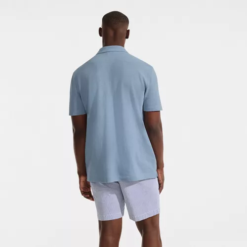 Men's Short Sleeve Cotton Linen Button Through Camp Collar Shirt, Back