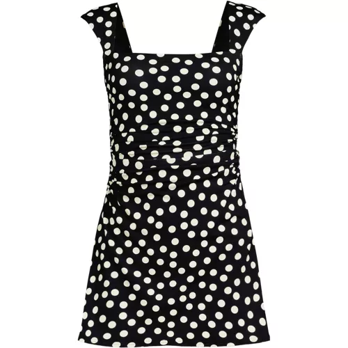Women's NEW Smoothing Square Neck Ruched Swim Dress Swimsuit, Front