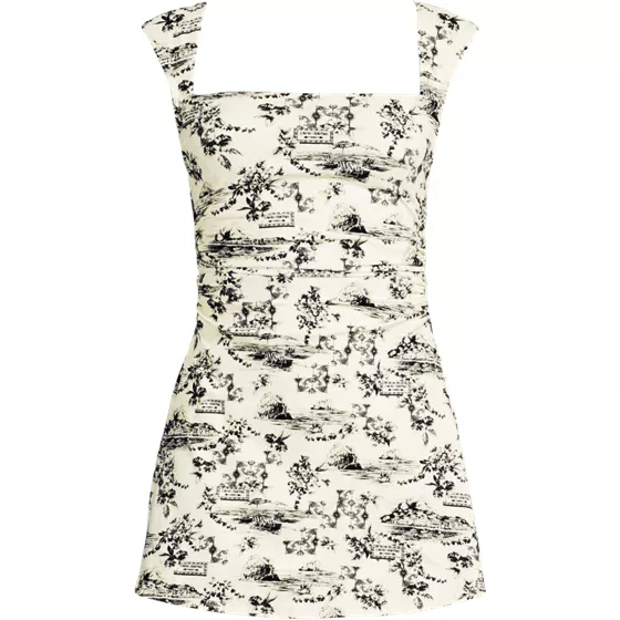 Women's NEW Smoothing Square Neck Ruched Swim Dress Swimsuit - primary